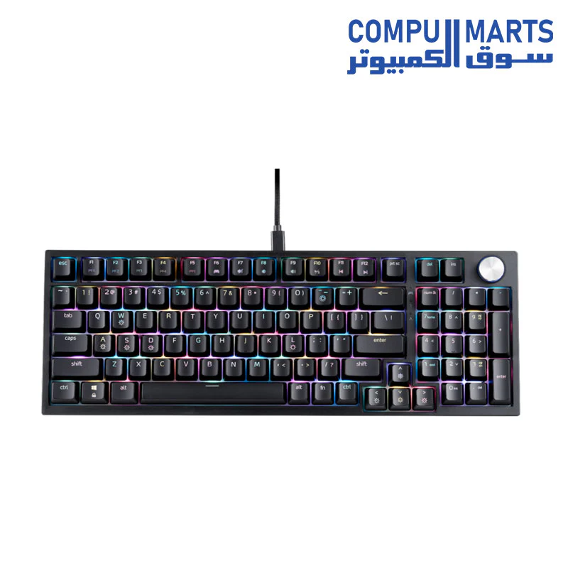 XPG SORCERER Gaming Keyboard - Gasket Mount - XPG Red Mechanical Switches - Per-Key RGB with 10 Preset Effects - 97/98 Keys (ANSI/ISO) - USB-C - Metal Volume Knob - Image 2