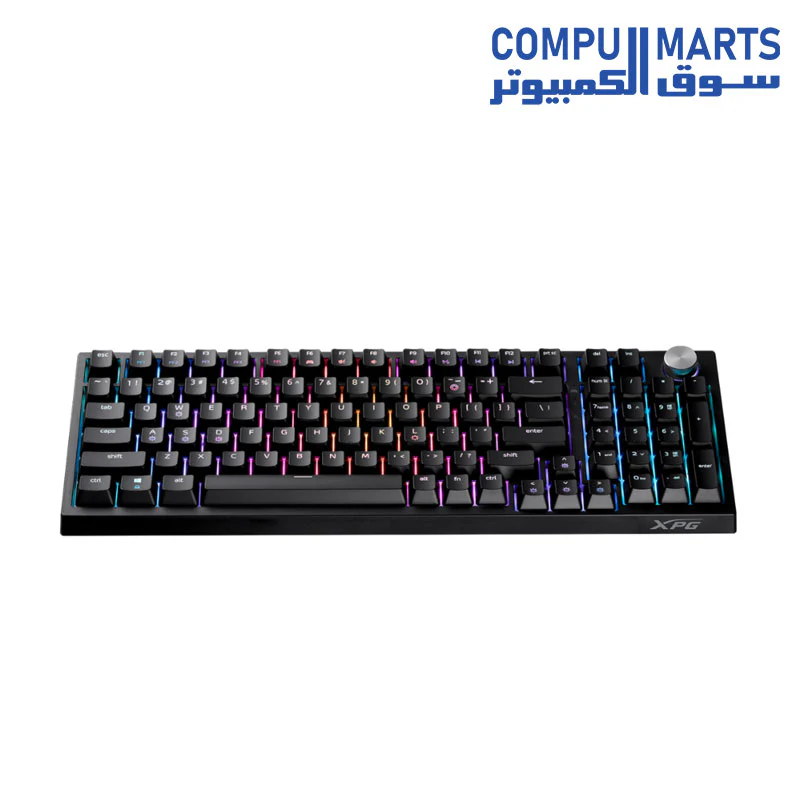 XPG SORCERER Gaming Keyboard - Gasket Mount - XPG Red Mechanical Switches - Per-Key RGB with 10 Preset Effects - 97/98 Keys (ANSI/ISO) - USB-C - Metal Volume Knob - Image 5