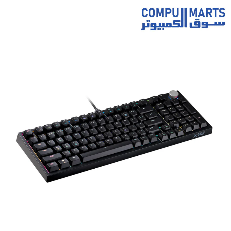 XPG SORCERER Gaming Keyboard - Gasket Mount - XPG Red Mechanical Switches - Per-Key RGB with 10 Preset Effects - 97/98 Keys (ANSI/ISO) - USB-C - Metal Volume Knob - Image 6