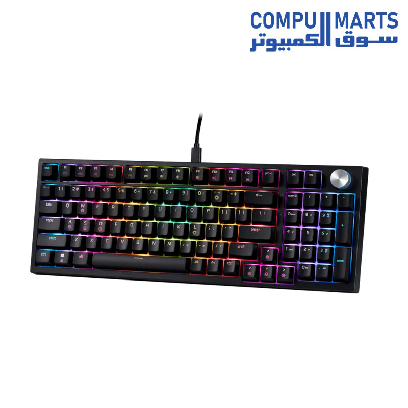XPG SORCERER Gaming Keyboard - Gasket Mount - XPG Red Mechanical Switches - Per-Key RGB with 10 Preset Effects - 97/98 Keys (ANSI/ISO) - USB-C - Metal Volume Knob - Image 7