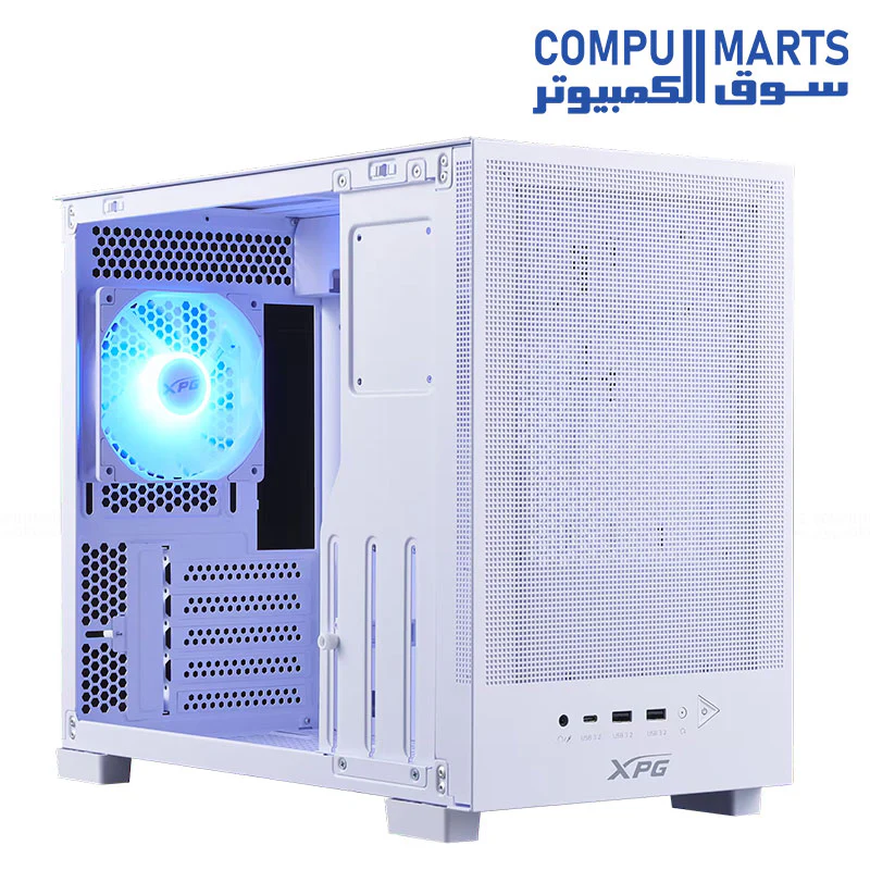 XPG VALOR Mesh Nano Micro-ATX Mini Tower Gaming Case – High Airflow Mesh, ARGB Fan, 360mm Radiator, Type-C, Black/White - Image 7